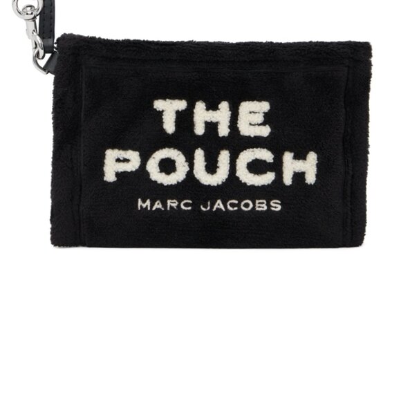 Marc Jacobs Fluffy The Pouch Wristlet Black White Terry - Picture 2 of 14